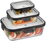 Gefu Frischhaltedosenset, Schwarz, Edelstahl, Transparent, Glas, 0,4 L, 20.8x7x15.6