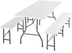 tectake Campingtischgarnitur, Wei&szlig;, Kunststoff, Baum/Pflanze/Natur, Rechteckig,