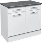 P & B K&uuml;chenunterschrank, Grau, Wei&szlig;, Holzwerkstoff, 1 F&auml;cher, 2 Schublade(n)