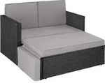 tectake Rattanlounge, Schwarz, Grau, Kunststoff, Organisch, Loungem&ouml;bel,