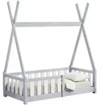 [en.casa] Kinderbett, Hellgrau, Holz, Kiefer, 70x140 cm, Kinder- & Jugendzimmer,