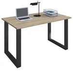 Mid.you Schreibtisch, Schwarz, Sonoma Eiche, Holzwerkstoff, rechteckig, X-Form,