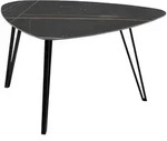 Beistelltisch, Schwarz, Metall, Stein, Freiform, eckig, Haarnadel, 68x45x83 cm,