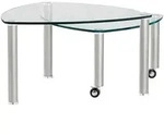 Couchtisch, Klar, Edelstahl, Metall, Glas, organisch, Rundrohr, 80x43x80 cm,