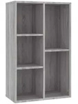 vidaXL Sideboard, Silbereichen, Holz, Strukturbuche, 5 F&auml;cher, Rechteckig, 50x80x25