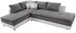 luma-home Ecksofa-Dauerschl&auml;fer, Wei&szlig;, Hellgrau, Metall, 4-Sitzer, F&uuml;llung:
