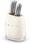 Smeg Messerblock, Creme, Holz, Metall, Kunststoff, 6-teilig, Akazie, 13.5x23.2x19 cm,