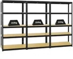 Proregal Schwerlastregal, Schwarz, Metall, Rechteckig, 270x180x45 cm, Freizeit,