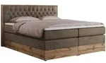 MKS Boxspringbett, Braun, Textil, 2-Sitzer, H3, Rechteckig, 200x200 cm, Oeko-Tex&reg;,