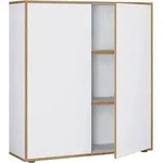 P & B Aktenschrank, Wei&szlig;, Honigeiche, Holzwerkstoff, 2 F&auml;cher, 100x110x33 cm,
