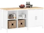 SoBuy K&uuml;cheninsel, Wei&szlig;, Natur, Holzwerkstoff, Metall, Holz, 170x89x60 cm, K&uuml;chen,
