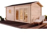 FinnTherm Gartensauna, Natur, Holz, 6-Sitzer, 1 F&auml;cher, Rechteckig,...