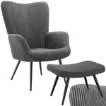 tectake Sessel, Anthrazit, Schwarz, Kunststoff, 72x100.5x76 cm, Wohnzimmer, Sessel