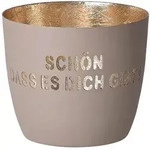 Gift Company Teelichthalter, Beige, Metall, 9 cm, Dekoration, Kerzen & Zubeh&ouml;r,
