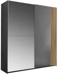 Carryhome Schwebet&uuml;renschrank, Graphit, Eiche, Glas, Holzwerkstoff, 2 F&auml;cher,