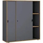 P & B Aktenschrank, Anthrazit, Honigeiche, Holzwerkstoff, 2 F&auml;cher, 100x110x37 cm,