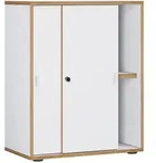 P & B Aktenschrank, Wei&szlig;, Honigeiche, Holzwerkstoff, 1 F&auml;cher, 60x74x33 cm,