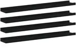vidaXL Wandregale, Schwarz, Holzwerkstoff, 4 F&auml;cher, Rechteckig, 80x3x9 cm,