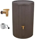 4rain Regentonnen, Braun, Kunststoff, 220 L, 57x93x59 cm, Gartenzubeh&ouml;r,