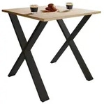 Mid.you Esstisch, Schwarz, Sonoma Eiche, Metall, Holzwerkstoff, quadratisch, X-Form,