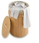 Relaxdays W&auml;schekorb, Creme, Holz, Textil, 41x65x41 cm, Ordnen & Aufbewahren,