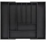 Relaxdays Besteckkasten, Schwarz, Holz, Holzwerkstoff, 33.5x5x44.5 cm,