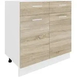 Mid.you K&uuml;chenunterschrank, Wei&szlig;, Sonoma Eiche, Holzwerkstoff, 1 F&auml;cher, 2