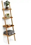 Relaxdays Leiterregal, Hellbraun, Holz, 44x176x37 cm, Wohnzimmer, Regale,