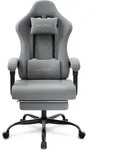 Woltu Gamingstuhl, Grau, Gold, Metall, Kunststoff, Textil, 70x127x70 cm, Kinderzimmer