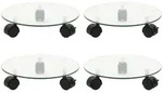 vidaXL Pflanzenroller, Transparent, Glas, 28x0.5x28 cm, Wohnzimmer, Wohnzimmertische,