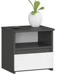 Akord Nachtschrank, Grau, Wei&szlig;, Holzwerkstoff, Nachbildung, 1 F&auml;cher, 1 Schubladen,