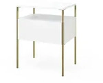 Vicco Nachttisch, Wei&szlig;, Gold, Holzwerkstoff, 3 F&auml;cher, 1 Schubladen,