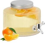 Relaxdays Getr&auml;nkespender, Transparent, Glas, Metall, Kunststoff, 2.8 L, Zapfhahn,
