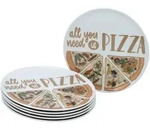Creatable Pizzatellerset, Wei&szlig;, Keramik, 6-teilig, Graphik, rund,...