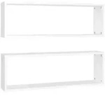 vidaXL Wandregalset, Wei&szlig;, Holz, Strukturbuche, Rechteckig, 80x26.5x15 cm,