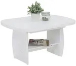 Livetastic Couchtisch, Wei&szlig;, Holzwerkstoff, oval, eckig, Wange, 90-142x52-62x68 cm,