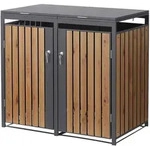 Ml-Design M&uuml;lltonnenbox, Dunkelbraun, Metall, 240 L, Rechteckig, 132x120x80 cm,