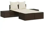 vidaXL Doppel-Sonnenliege, Creme, Kunststoff, Rechteckig, 162x30x104 cm,