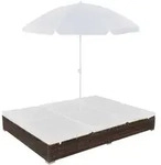 vidaXL Outdoor-Loungebett, Creme, Kunststoff, F&uuml;llung: Polyester, Rechteckig,