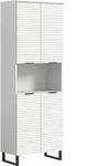 Mid.you Hochschrank, Wei&szlig;, Schwarz, Metall, 2 F&auml;cher, 70x193x34 cm, FSC Mix,