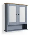 Vicco Badspiegelschrank, Grau, Holzwerkstoff, 3 F&auml;cher, Rechteckig, 56x58x13...