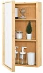 [en.casa] Spiegelschrank, Natur, Holz, Bambus, 2 F&auml;cher, Rechteckig, 35x60.5x14 cm,