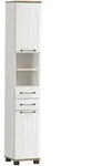 Stylife Hochschrank Jelda, Wei&szlig;, Eiche, Kunststoff, 3 F&auml;cher, 2 Schublade(n)