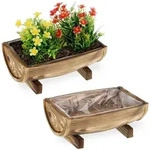 Relaxdays Blumenkasten, Braun, Holz, Kunststoff, 29.5x12.5x20 cm,...