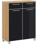 Schuhschrank Santina, Anthrazit, Eiche, Holz, Glas, Eiche, furniert, 2 F&auml;cher,...