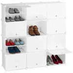 Relaxdays Schuhschrank, Wei&szlig;, Kunststoff, Metall, 125x125x32 cm, Garderobe,