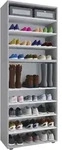 Mid.you Schuhregal, Grau, Kunststoff, 9 F&auml;cher, 70x183x37 cm, Garderobe,