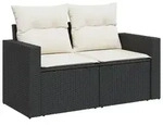 vidaXL Gartensofa, Schwarz, Kunststoff, 131x69x62 cm, Loungem&ouml;bel, Outdoorsofas