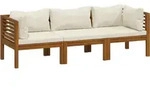 vidaXL Gartensofa, Creme, Holz, 1-teilig, F&uuml;llung: Polyester, Rechteckig,