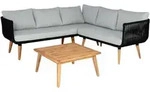 MCW Garten-Garnitur, Schwarz, Braun, Hellgrau, Holz, Loungem&ouml;bel,...